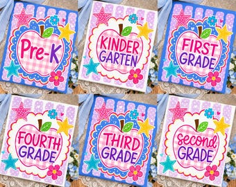 Apple Grade Bundle PNG: Pre-K Kindergarten First Second Third Fourth Grade png Back To School Clipart (Digital Download)