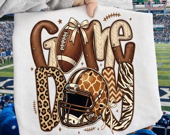 Game Day Football Collage PNG: Leopard Zebra Knit Sports Aesthetic Game Day png Trendy Pattern Art (Digital Download)