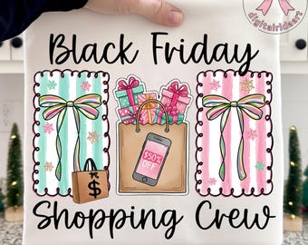 ブラックフライデーのショッピングクルー PNG | 楽しいホリデーデザイン（デジタルダウンロード）