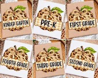 Leopard Pumpkin Back To School PNG: Grade Level Pumpkin Bow School Clipart png Fall Teacher Classroom Design (Digital Download)