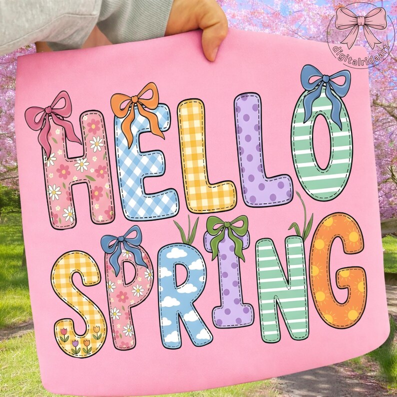 Pastel Spring PNG: Hello Spring Floral Patchwork Letters Spring Season ...