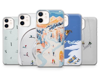 Winter Sport Handyhülle | Schnee Kunst | Hülle für iPhone: 17Pro 16 15 14 13 SE Max Pro - Samsung Galaxy S25 - Google Pixel 10 | Weiß