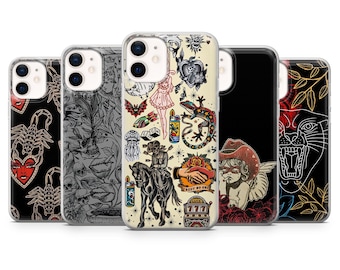 Traditional Tattoo Flash Case  | Vintage Collage | Cover for iPhone: 17Pro 16 15 14 13 SE Max Pro -Samsung Galaxy S26 - Google Pixel 10A