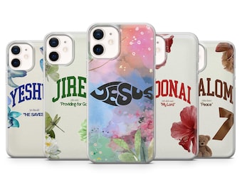 Blumen Jesus Text Handyhülle | Blütengott | Hülle für iPhone: 17Pro 16 15 14 13 SE Max Pro - Samsung Galaxy S25 - Google Pixel 10 | Beige