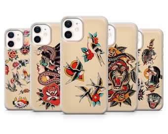 Traditional Tattoo Flash Case  | Vintage Tiger | Cover for iPhone: 17Pro 16 15 14 13 SE Max Pro -Samsung Galaxy S26 - Google Pixel 10A