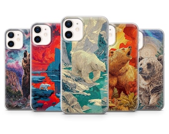 Bär Ästhetische Handyhülle | Natur-Entenküken | Hülle für iPhone: 17Pro 16 15 14 13 SE Max Pro - Samsung Galaxy S25 - Google Pixel 10 | Rot