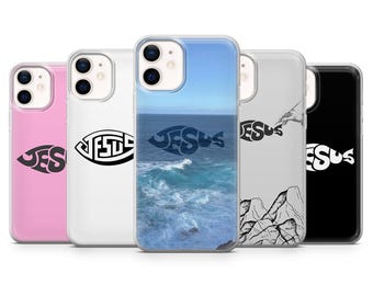 Jesus Blumen Text Handyhülle | Jesus | Hülle für iPhone: 17Pro 16 15 14 13 SE Max Pro - Samsung Galaxy S25 - Google Pixel 10 | Beige