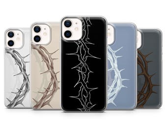 Jesus Art Phone Case | Crown of Thorns | Cover for iPhone: 17Pro 16 15 14 13 SE Max Pro - Samsung Galaxy S25 - Google Pixel 10 | Beige