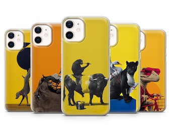Tier Kunst Handyhülle | Niedliches Tier | Hülle für iPhone: 17Pro 16 15 14 13 SE Max Pro - Samsung Galaxy S25 - Google Pixel 10 | Gelb