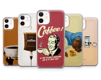 Kaffee Handyhülle | Kaffeeliebhaber Kunst | Hülle für iPhone: 17Pro 16 15 14 13 SE Max Pro - Samsung Galaxy S25 - Google Pixel 10 | Beige