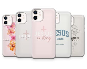 Jesus Is King Phone Case | God | Cover for iPhone: 17Pro 16 15 14 13 SE Max Pro - Samsung Galaxy S25 - Google Pixel 10 | White
