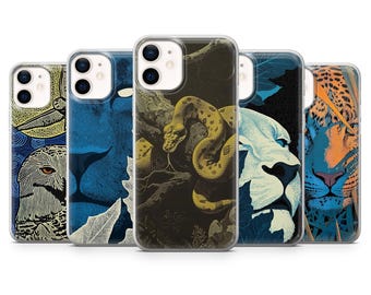 Tier Kunst Handyhülle | Niedliches Tier | Hülle für iPhone: 17Pro 16 15 14 13 SE Max Pro - Samsung Galaxy S25 - Google Pixel 10 | Blau