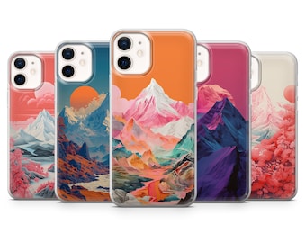 Bergästhetische Handyhülle | Eisspitze | Hülle für iPhone: 17Pro 16 15 14 13 SE Max Pro - Samsung Galaxy S25 - Google Pixel 10 | Rot