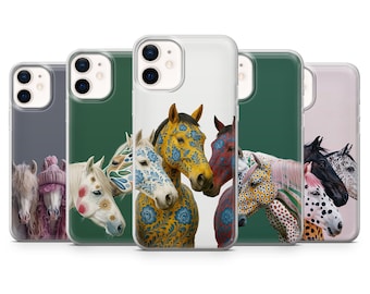 Custodia per telefono a forma di cavallo / Capodanno equestre / Cover per iPhone: 17Pro 16 15 14 13 SE Max Pro - Samsung Galaxy S25 - Google Pixel 10 / Beige