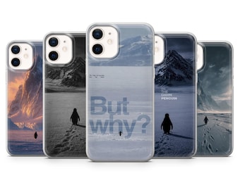 BUT WHY Phone Case  | Mountain Penguin Art | Cover for iPhone: 17Pro 16 15 14 13 SE Max Pro -Samsung Galaxy S26 - Google Pixel 10A