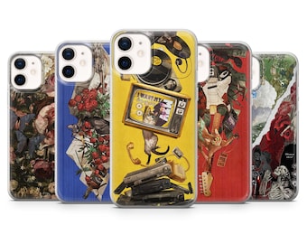 Lustige Katzen Handyhülle | Katzen Kunst | Hülle für iPhone: 17Pro 16 15 14 13 SE Max Pro - Samsung Galaxy S25 - Google Pixel 10 | Rot