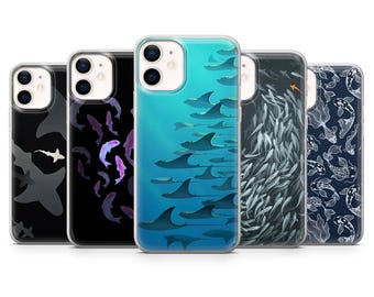 Fisch Kunst Handyhülle | Ozean Malerei | Hülle für iPhone: 17Pro 16 15 14 13 SE Max Pro - Samsung Galaxy S25 - Google Pixel 10 | Blau