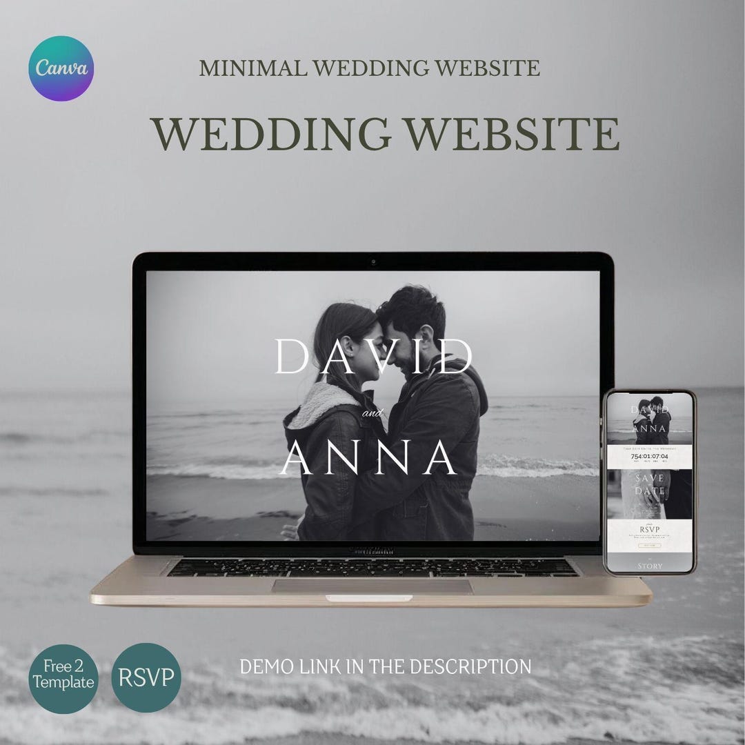 Elegant Wedding Website Template Canva Editable Design With RSVP ...