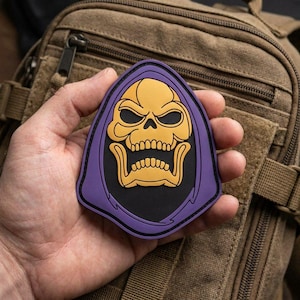 Hooded Skull PVC Patch, Grim Reaper Morale Patch, 3D Rubber Skeleton Badge for Tactical Backpack Jacket, Dark Fantasy Goth Halloween Gift