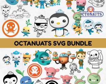 Pacote Gigante de Clipart de Anime dos Octonautas em PNG, Compatível com Cricut (Download Digital)