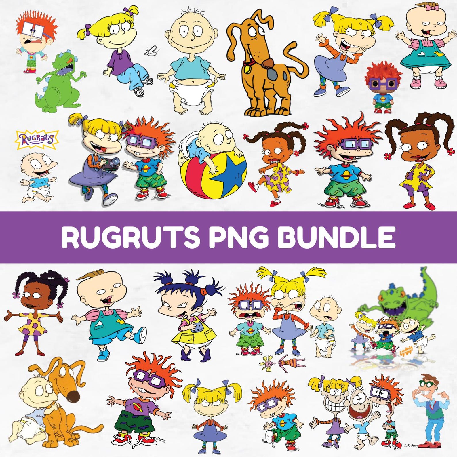 Rugrats Cartoon Character Clipart Bundle, PNG, Vector Files (instant ...