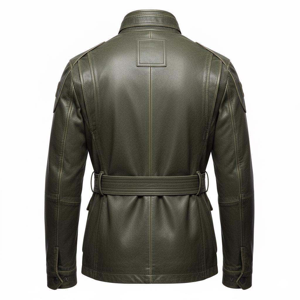 Olive Green Leather Utility Jacket - Etsy