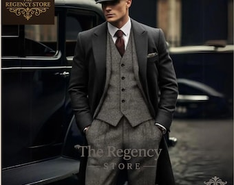 Men's 7 Piece Peaky Blinders Tweed Suit - Thomas Shelby Inspired Costume - Historical Costume