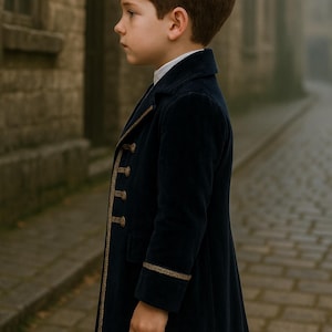 Navy Velvet Prince Coat | Children's Victorian Royal Boys Military Jacket | Historical, Weddings, Christmas Costume