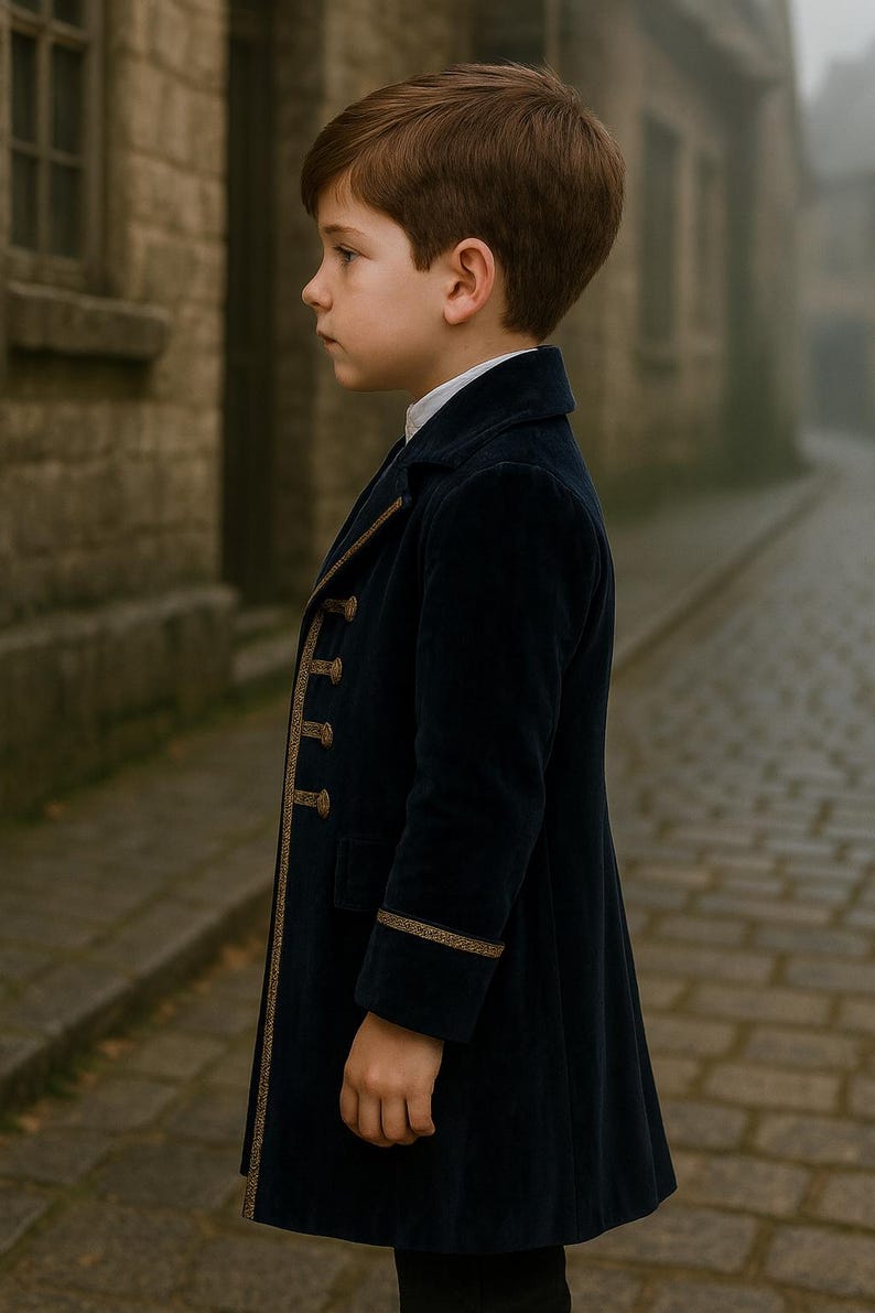 Navy Velvet Prince Coat | Children's Victorian Royal Boys Military Jacket | Historical, Weddings, Christmas Costume
