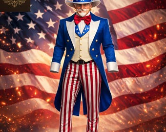 Patriotic 4th July Uncle Sam Outfit | American Flag Suit | Independence Day USA Themed Costume