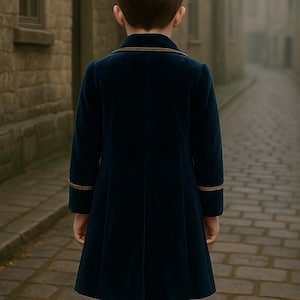 Navy Velvet Prince Coat | Children's Victorian Royal Boys Military Jacket | Historical, Weddings, Christmas Costume