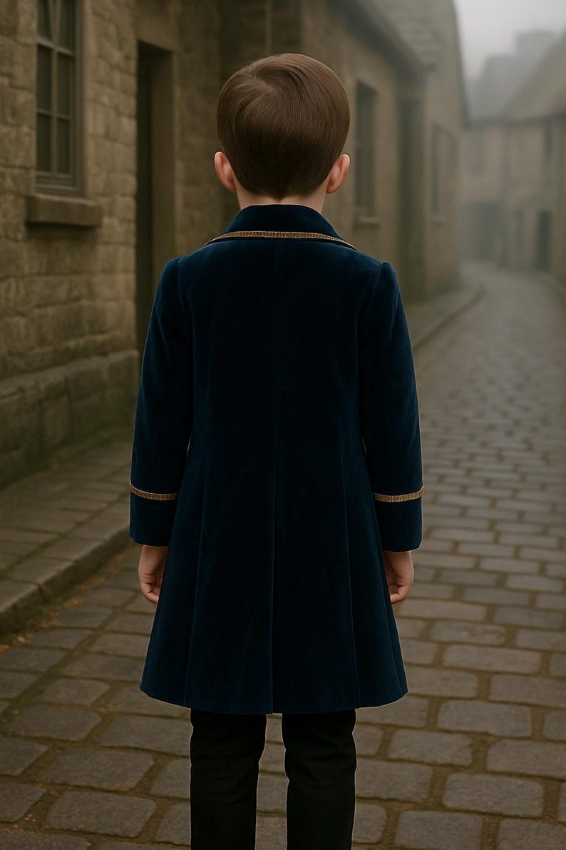 Navy Velvet Prince Coat | Children's Victorian Royal Boys Military Jacket | Historical, Weddings, Christmas Costume
