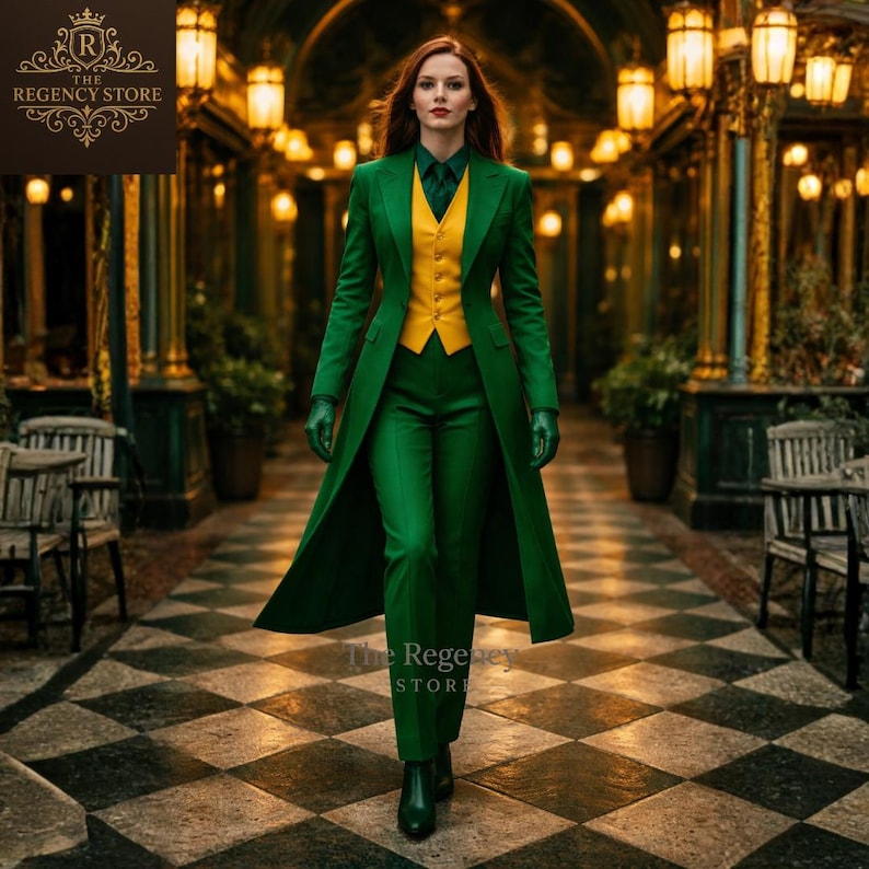Regency Riding Outfits Women’s Emerald-green Regency Tailcoat – Victorian Riding Coat ...