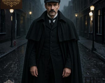 Men's Victorian Inverness Capecoat | Sherlock Holmes Cloak | Peaky Blinders Overcoat | Gothic Steampunk Walking Coat