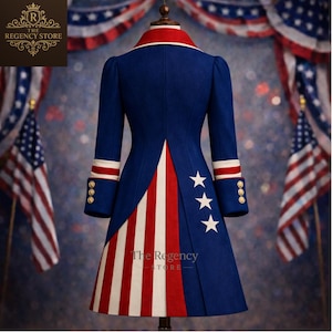 American Flag Regency Tailcoat – Patriotic 4th-July Dress, Independence Day Outfit, Revolutionary War Inspired Costume