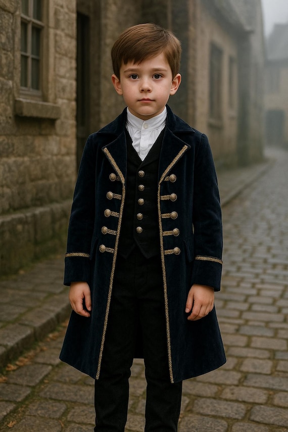 Navy Velvet Prince Coat | Children's Victorian Royal Boys Military Jacket | Historical, Weddings, Christmas Costume