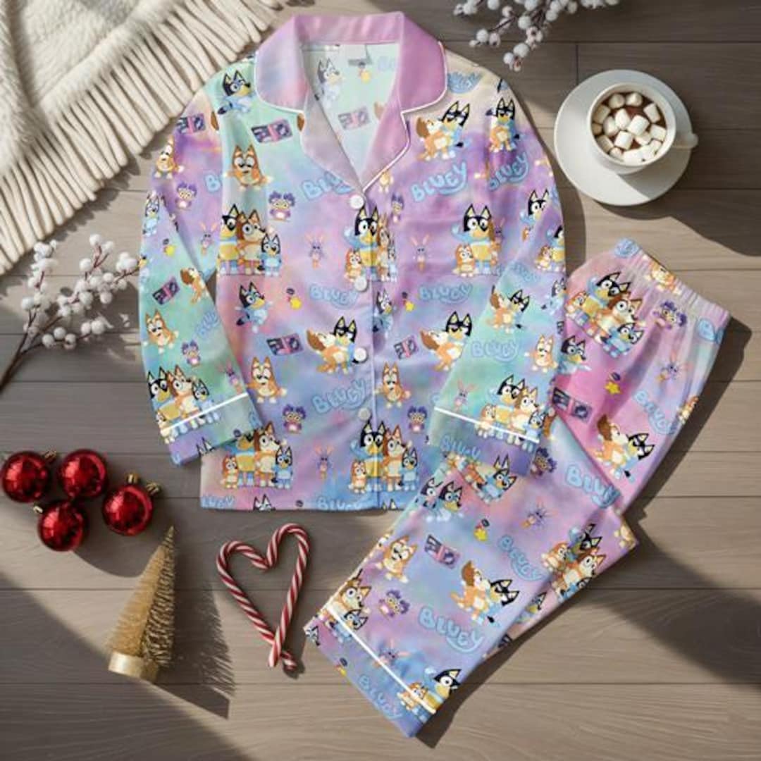 Bluey Family Pajamas Set, Cartoon Animal Family Pajamas, Bluey Family Bluey Pajamas For Family