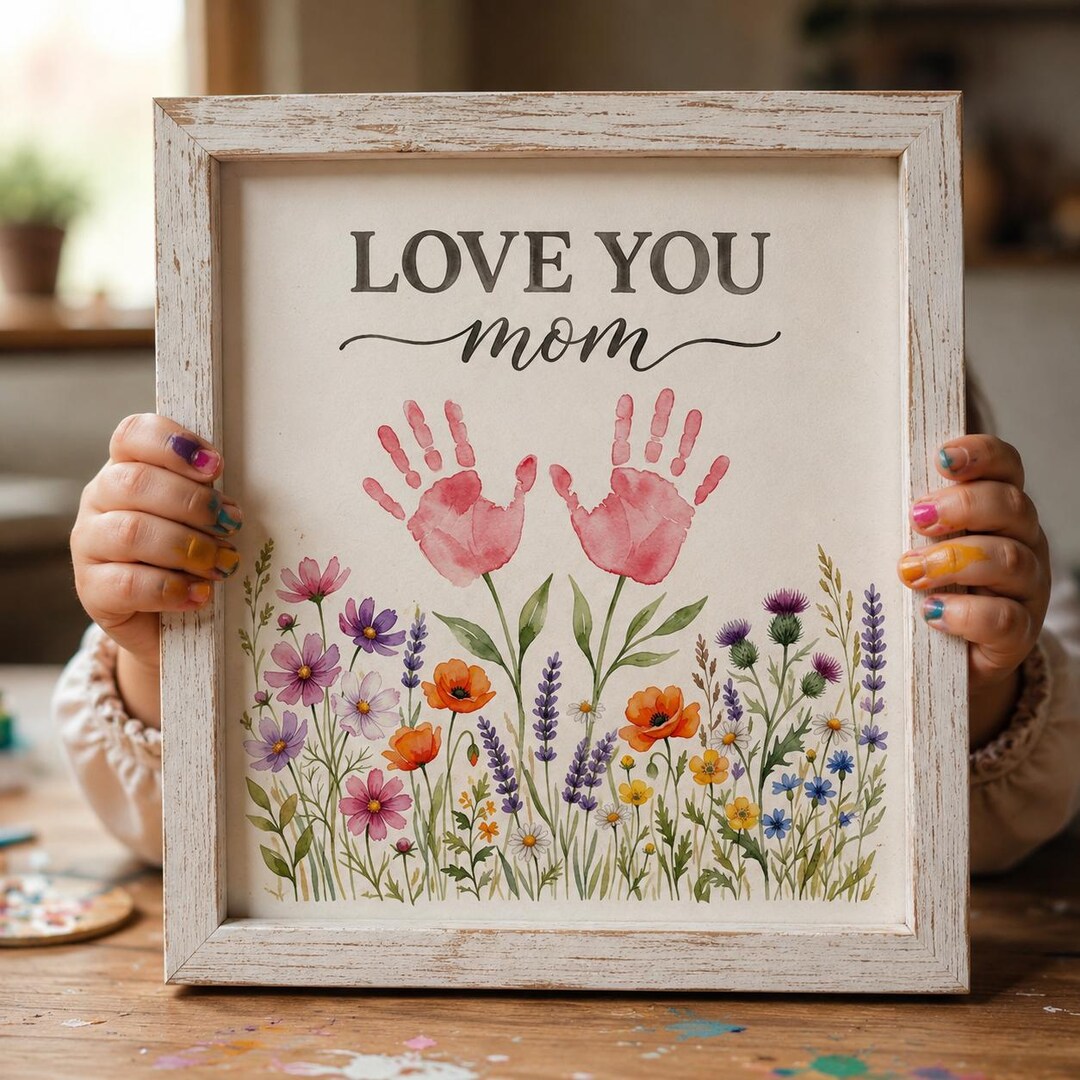 Love You Mom Handprint Art Printable | Mother's Day Gift From Kids ...