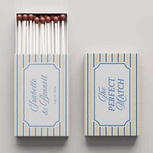 Wedding Matchbox Label Template, Two Color Stripe Matchbox, Hand Drawn Beach Canva Design, Instant Download