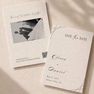 Minimal Save the Date Template with Photo and QR Code | WD28