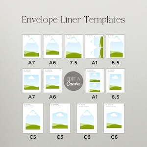 Umschlag Liner Template Bundle für Canva - Druckbarer Liner, DIY Liner Design, Hochzeit Briefpapier Vorlage