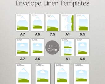 Envelope Liner Template Bundle for Canva - Printable Liner, DIY Liner Design, Wedding Stationery Template