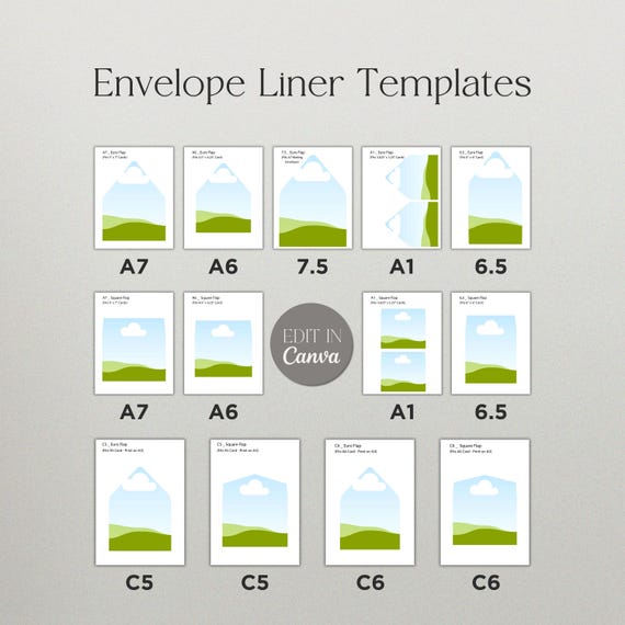 Envelope Liner Template Bundle for Canva - Printable Liner, DIY Liner Design, Wedding Stationery Template