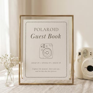 Wedding Polaroid guest book sign etsy, photo guestbook sign, Polaroid guestbook sign, polaroid instructions, etsy template, etsy guetbook sgin, CANVA template