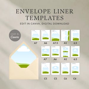 Briefumschlag-Einlage-Vorlagenpaket für Canva – Druckbare Einlage, DIY-Einlage-Design, Vorlage für Hochzeitspapeterie (Digitaler Download)