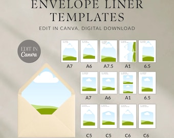 Envelope Liner Template Bundle for Canva - Printable Liner, DIY Liner Design, Wedding Stationery Template (Digital Download)
