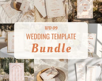 Whimsical Terracotta Wedding Template Bundle – Minimal Hand Drawn Invitation Suite (Digital Download) | WD09