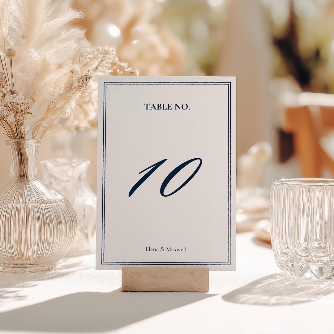 Table Number Card - Minimal Wedding Table Numbers, Hand-drawn Double ...
