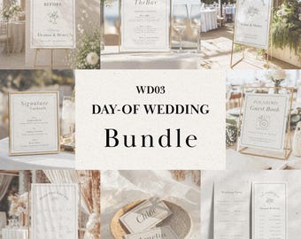 Day-of Wedding Template Bundle - Minimal Sign Set, Editable Canva Templates | WD03