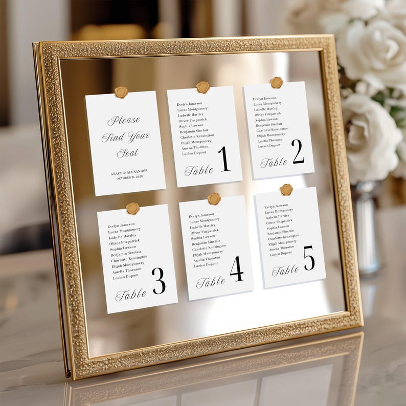 Wedding Seating Chart Cards Template, Minimalist Table Chart, Modern Wedding Seating Chart Cards Template, Minimalist Table Chart, Modern
